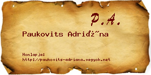 Paukovits Adriána névjegykártya